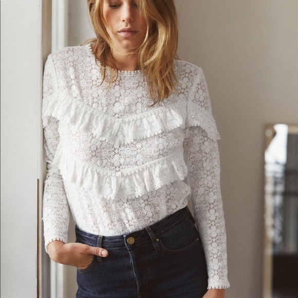 white ruffle lace blouse